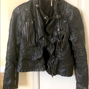 Free People Faded Leather Jacket